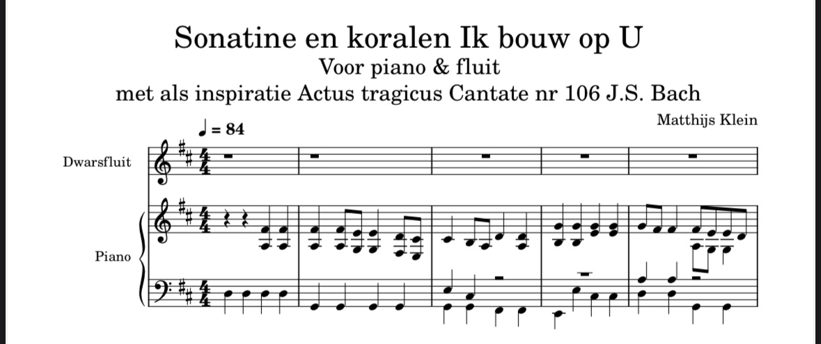 Ik bouw op U - sonatine en koraal voor piano en fluit