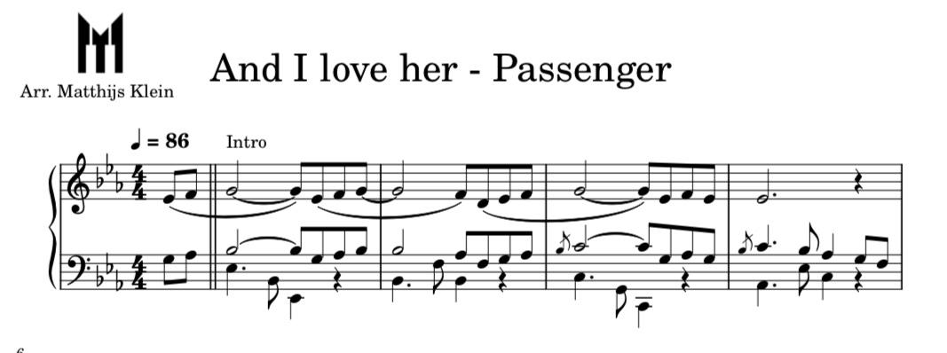 And i love her - Passenger (arr. Piano)