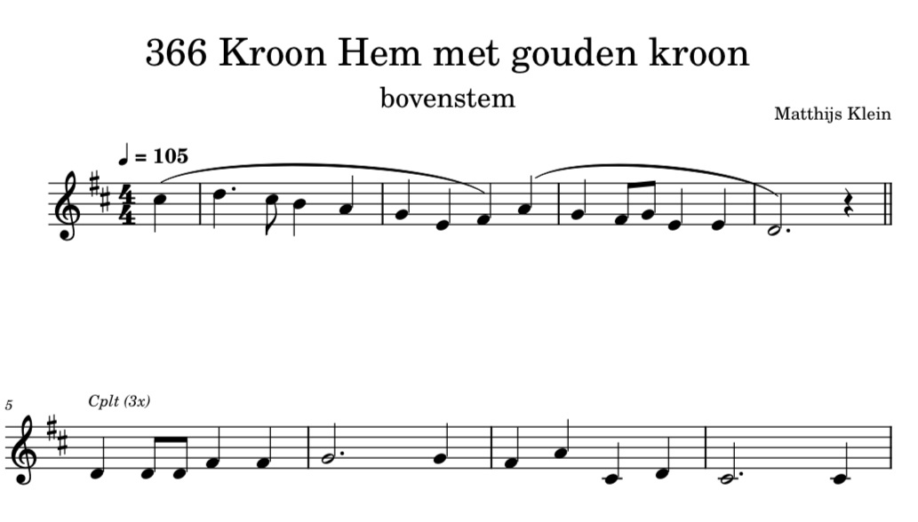 Opwekking 366 - Kroon Hem met gouden kroon - Bovenstem fluit