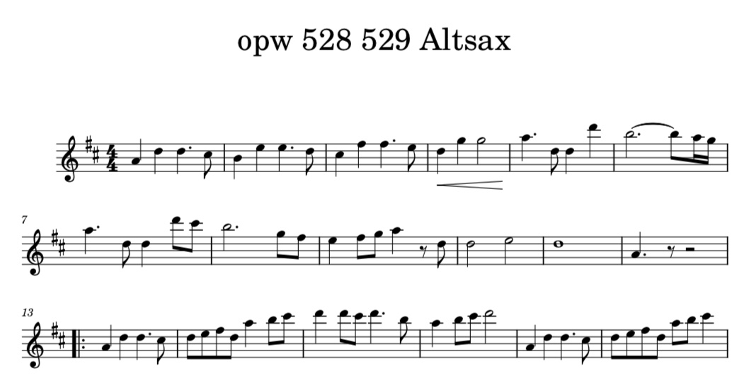 Opwekking 528&529 - Hoor de eng’len - Komt, laten wij aanbidden - bovenstem AltSax