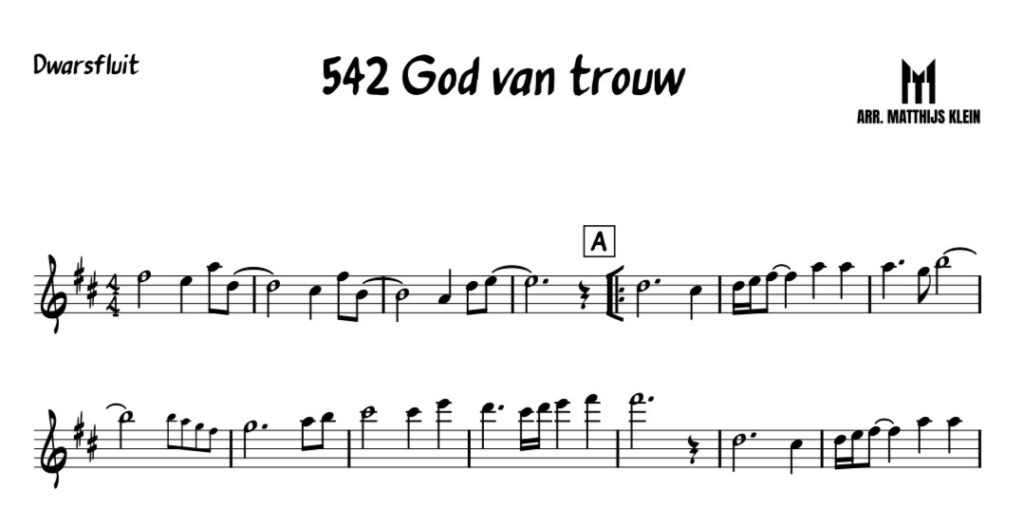 Opwekking 542 - God van trouw - bovenstem C fluit