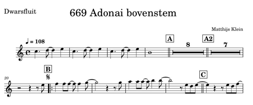 Opwekking 669 - Adonai - tegenstem C dwarsfluit