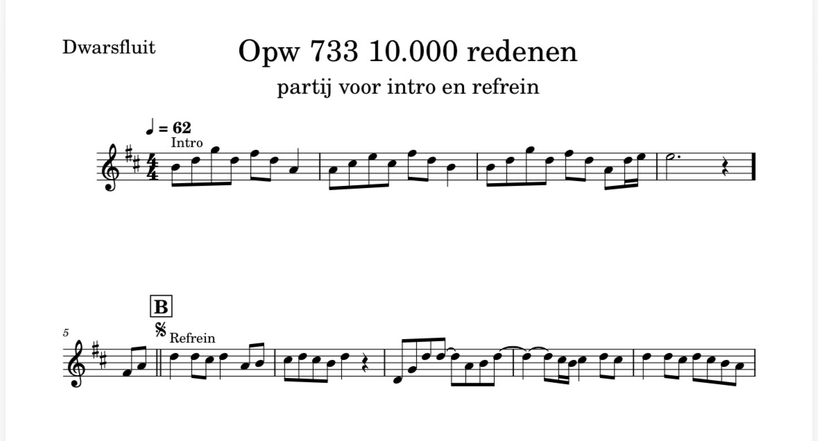 Opwekking 733 – 10.000 reasons – Bovenstem Dwarsfluit