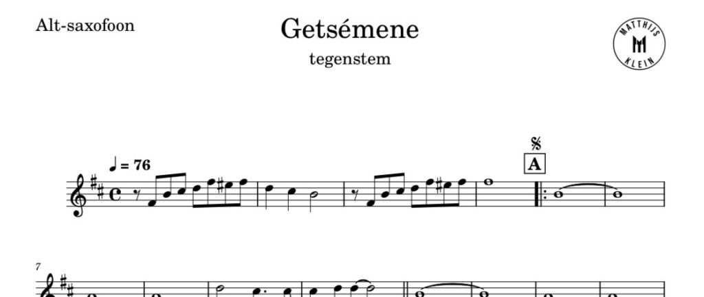 Getsémene - Sela - tegenstem Eb Altosax