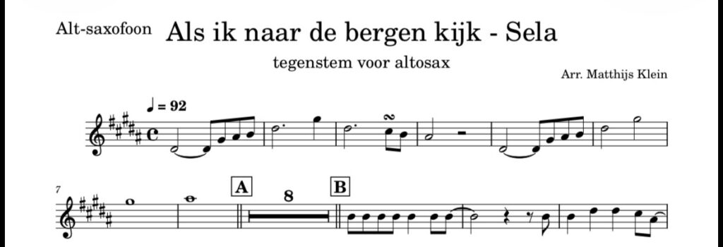 Als ik naar de bergen kijk - Sela -Tegenstem Eb Altosax
