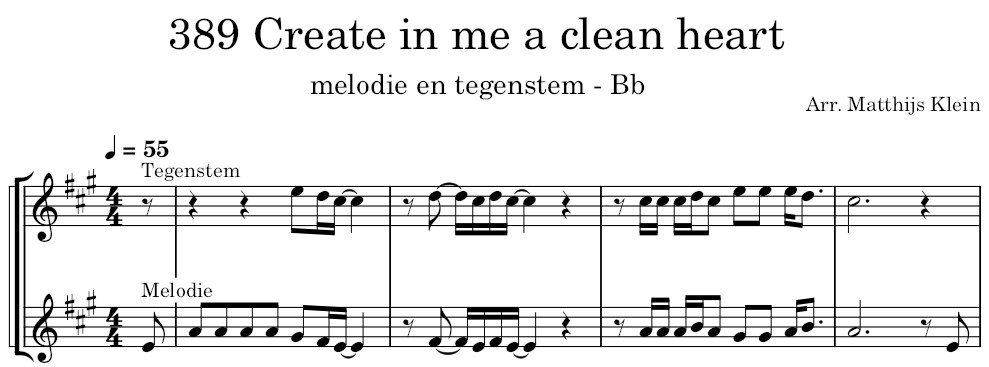 Create in me a clean heart - tegenstem Bes-instrument